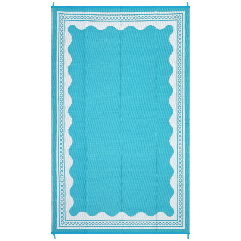Bordered Reversible, Easy to Clean, Waterproof, UV Resistant Outdoor Rug Washable Lightweight Plastic Straw Mat for Patio Backyard Camping Beach