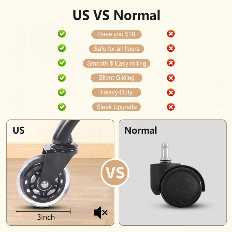 Home Office Desk Chair High Back Office Rubber Casters Ergonomic Computer Chair with Lumbar Support Adjustable Height Rolling Swivel Chair Executive Task Armrests