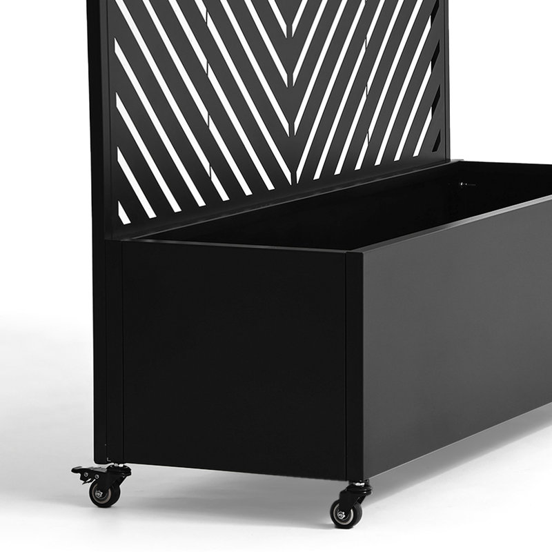 Metal Planter Box with Trellis and Wheels, 47.2" H x 47.2" W x 15.7" D
