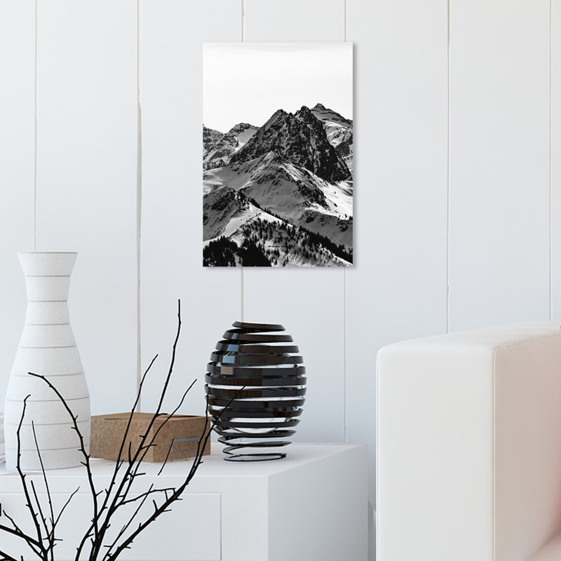 " Up The Mountain Snowy Mountains ", 15" H x 10" W, Wrapped Canvas