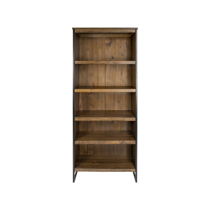 Bibliothèque industrielle ouverte en bois, tablettes de bibliothèque, brun