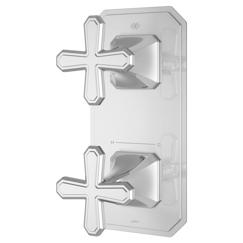 Belshire Two-Handle Thermostatic Valve Trim with Cross Handles, Polished Chrome