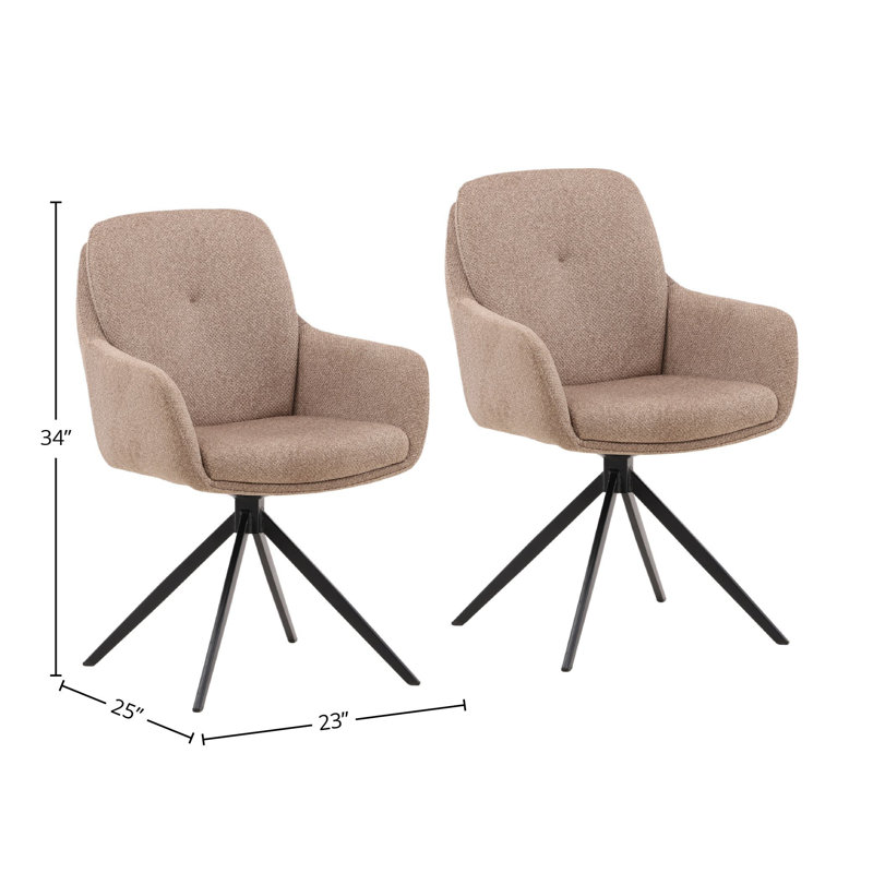 Ravena Upholstered Swivel Dining Chair, Sand (Set of 2)