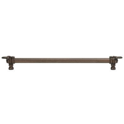 Poignée longue {approximative} de Charleston de 22 pouces avec une grande fleur de lys au fini bronze huilé