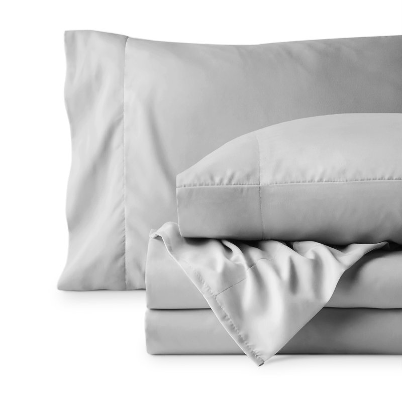 Microfiber Sheet Set, Full XL Sheet Set with 2 Pillowcases, Cloud Gray