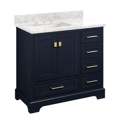 Quen 36" Freestanding Single Basin Vanity Set with Cabinet, Vanity Top