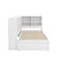 Lit de jour avec deux tiroirs et lumière DEL, canapé-lit en L en bois avec tablettes de rangement et ports USB-140647058