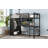 Loft Bed Frame With Built-In Wardrobe, Metal Loft Bed With Desk And Storage Shelves, Black-18863741