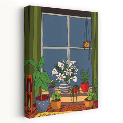 Cozy Night Plants Peaceful Serene Contemporary Lily Flower Nature Wall Art Print