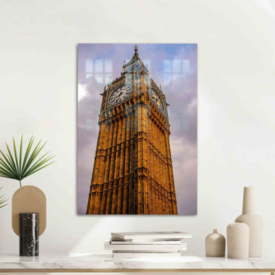 Stunning Glass Wall Art Featuring The Big Ben Clock Tower In London For A Vibrant Cityscape Touch To Your Home Decor