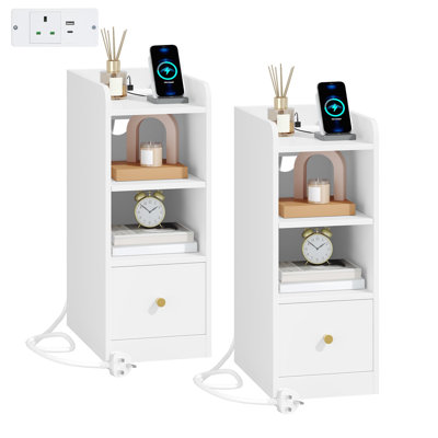 38cm W Metal Bedside Table