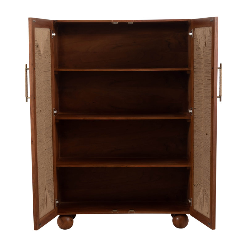 Armoire de rangement en bois Panneau de fibres à densité moyenne en bois d'acacia et placage de chêne