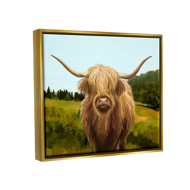 Art de giclée Highland, H 25 po x l 31 po x P 1,7 po, Cadre flottant métallique doré