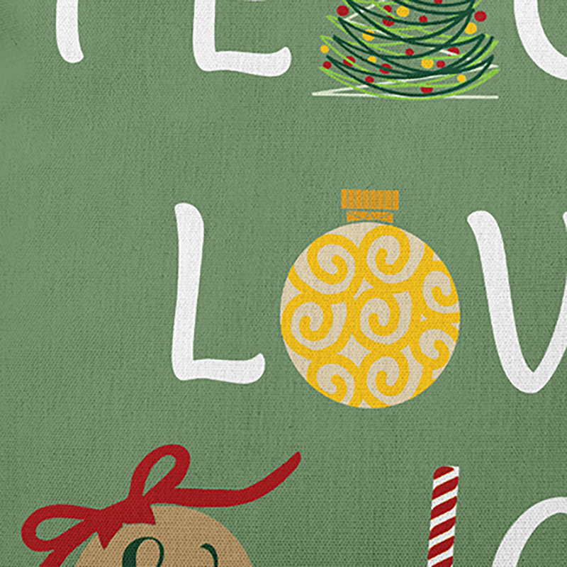 Coussin décoratif Peace Love Joy, Vert