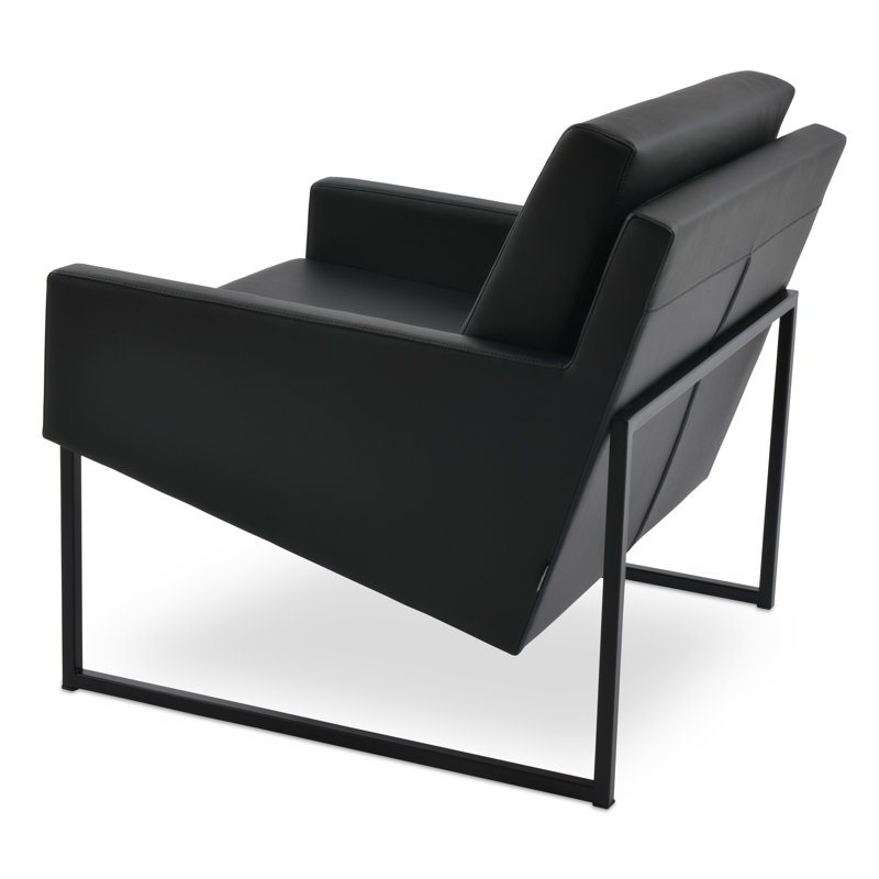 Fauteuil Nova en métal noir, Similicuir noir