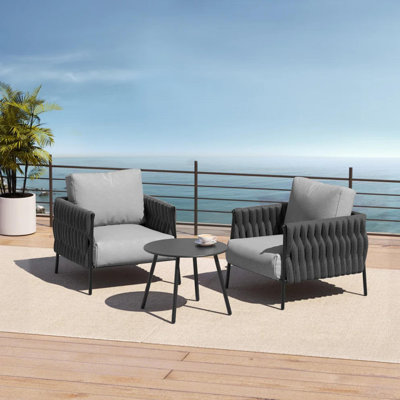 Ensemble de mobilier de patio pour 2 personnes avec table basse et coussin épais