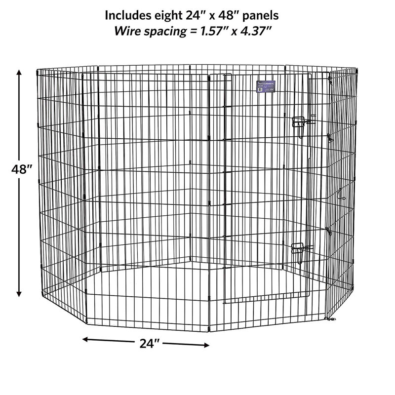 Black Metal 24" x 48" Exercise Pen with Door