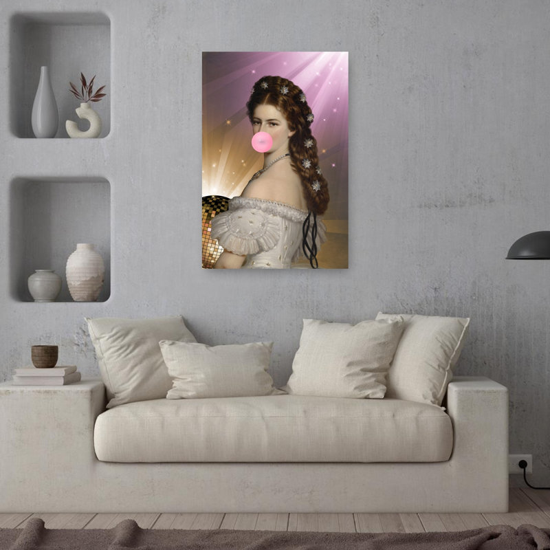 Glamorous Bubblegum Portrait Classic Elegant Modern Portrait Landscape Wall Art Print 1 Piece Wrapped Canvas Wall Art
