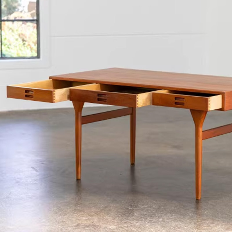 Retro Solid Cherry Wood Three-drawer Writing Desk