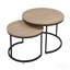 Ensemble de 2 tables gigognes rondes 31,5 po, table d'appoint, finition bois de chêne naturel, peu encombrant, style industriel moderne