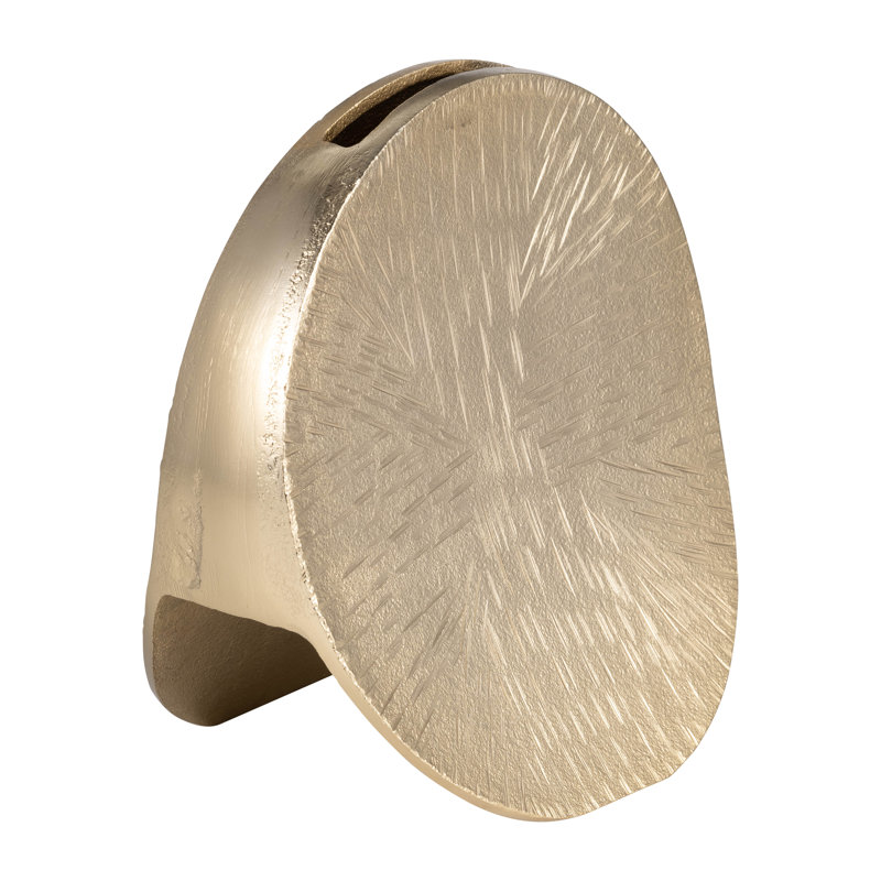 Glam Sculptural Metal Aluminum Vase with Etched Textured Surface and Unique Artistic Form for Contemporary Decorative Accent.
