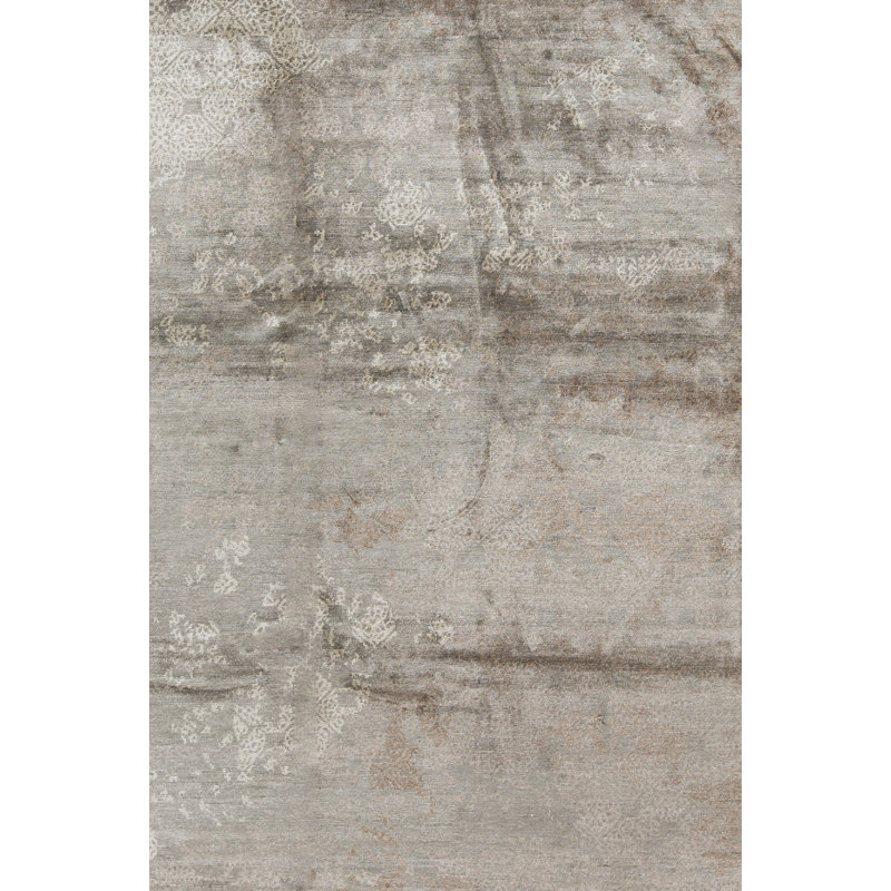 Tapis gris foncé noué à la main de haute qualité