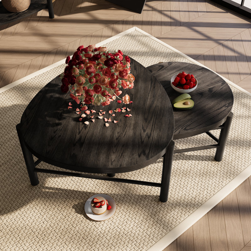 A Set Of  Two Water Drop-Shaped Coffee Tables, Iron Black