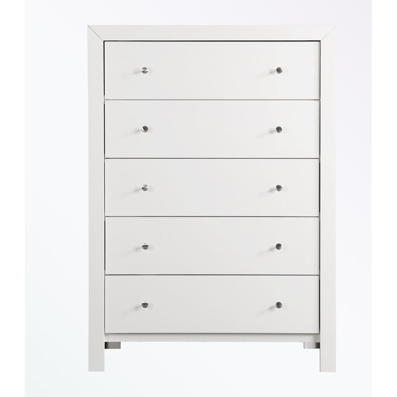 Commode de rangement avec cinq tiroirs et quatre pieds robustes
