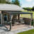 Patio Wall-Mounted Aluminum Gazebo with Galvanized Steel Roof, Sunroom, Curtains and Netting-96793219