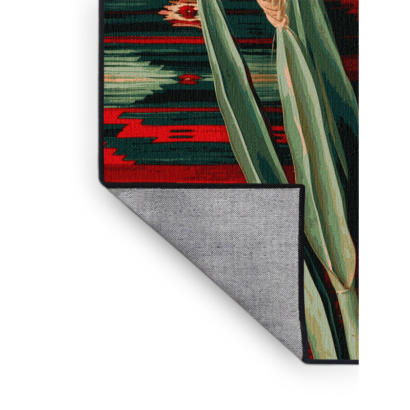  Tapis lavable rouge Yucca Southwestern, Rond 8 pi