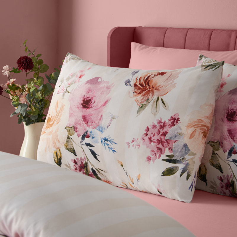 Floral Stripe So Soft Reversible Duvet Cover Set, Single Bed (135 x 200 cm)