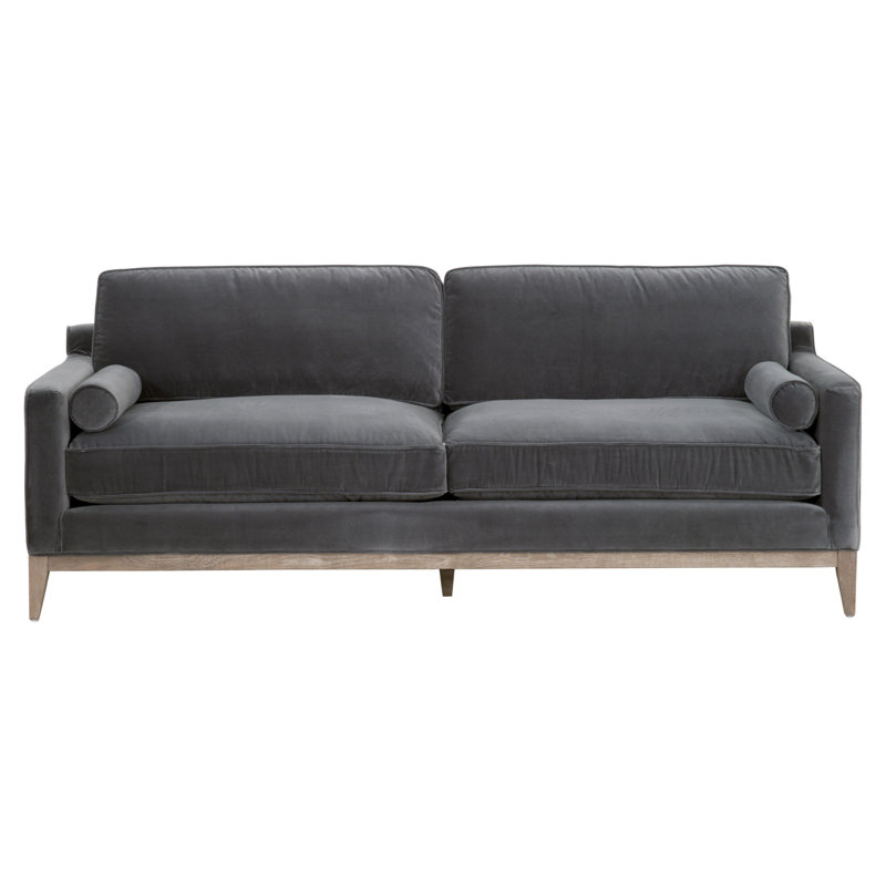 86 In. Parker Post Olive Modern Sofa, Dark Dove Velvet