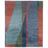 Avalon Silk Abstract Area Rug in Blue/Green/Red