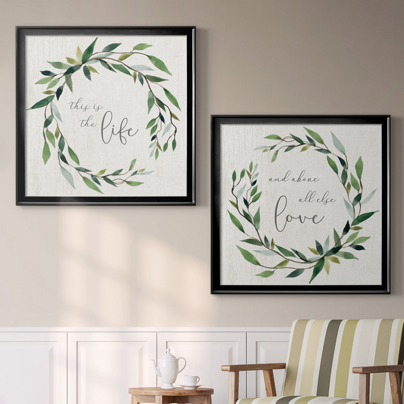 «Bay Leaf Life», ensemble de 2 impressions, Toile avec cadre noir, Pas de tapis, H 34,5 po x l 69 po x P 1,5 po