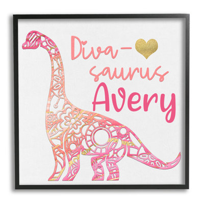 Art mural personnalisé rose Diva-Saurus cmw-114