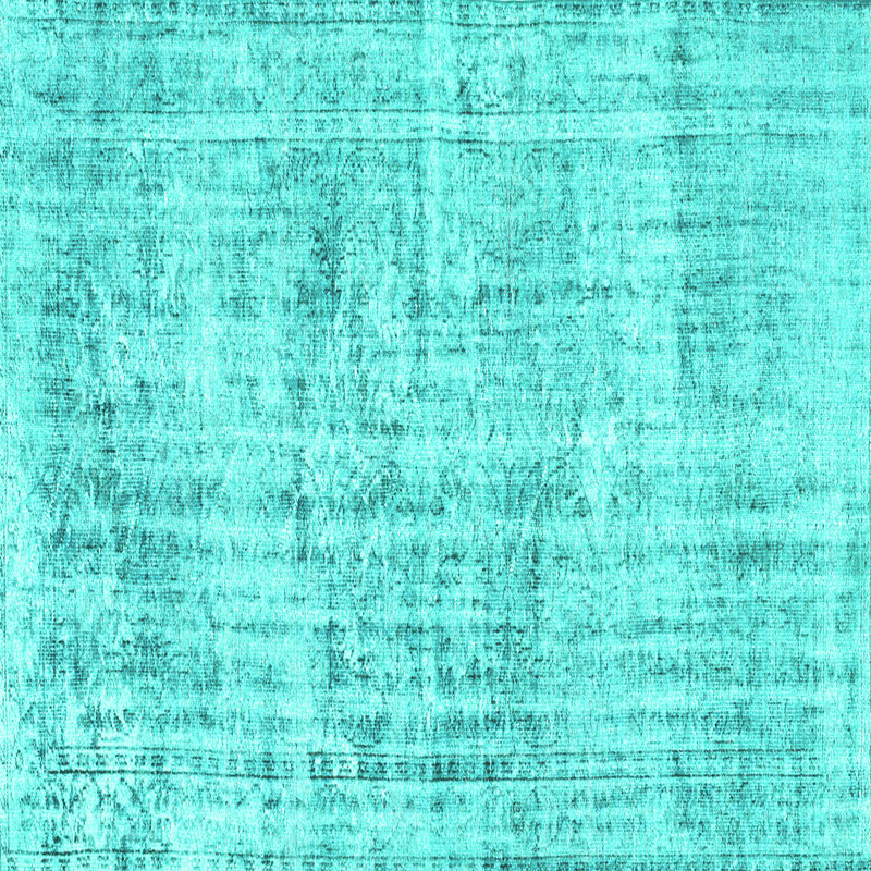Tapis bleu abstrait tissé à la machine Conaty, Carré 5 pi