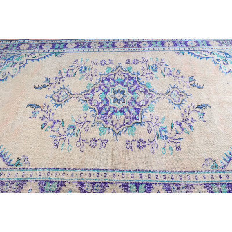 Grand tapis turc Oushak rétro beige mat - Tapis antique idéal pour les salons et les cadeaux