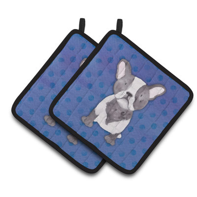 Cuisinier poignée aquarelle française bouledogue polkadot caroline