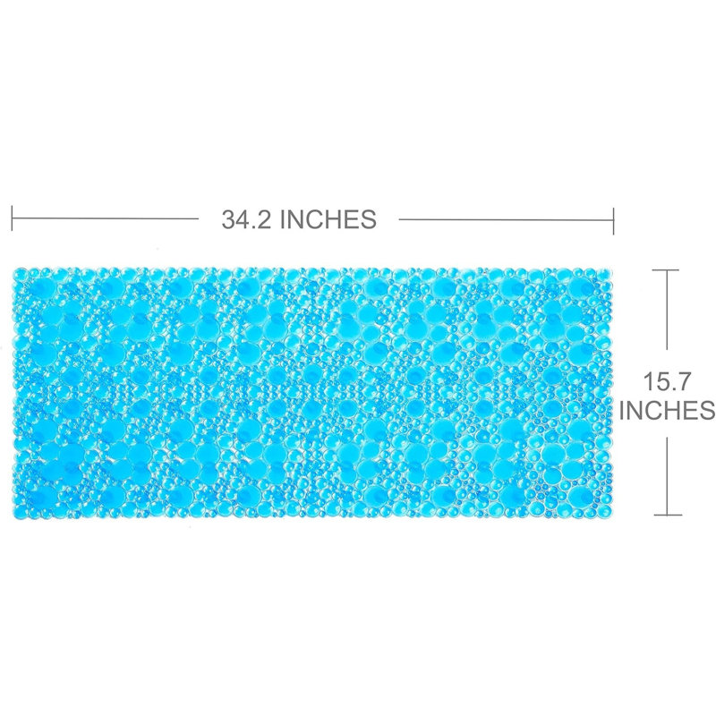 Tapis de bain extra long antidérapant avec galets 34,2 x 15,7 pouces bleu transparent