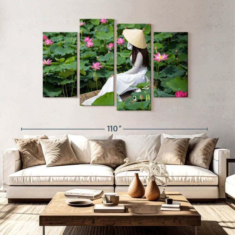 Leisha Lotus Pond Lady, 54" H x 84" W