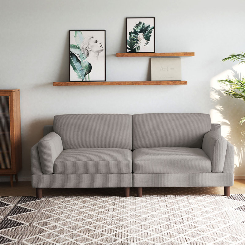 Vontavious 90.3'' Corduroy Sofa, Light Gray Corduroy