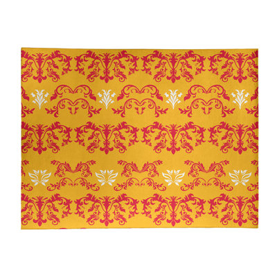 Tapis damassé jaune / rouge