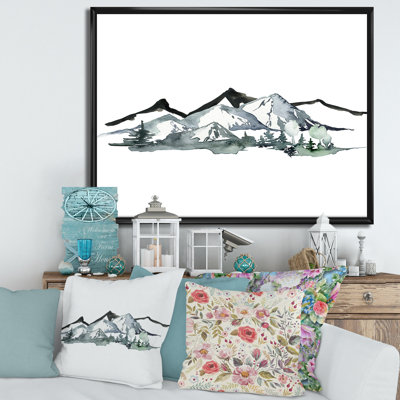 «Minimalistic Winter Mountains and Fir Forest I - Floater Frame», art textuel sur toile