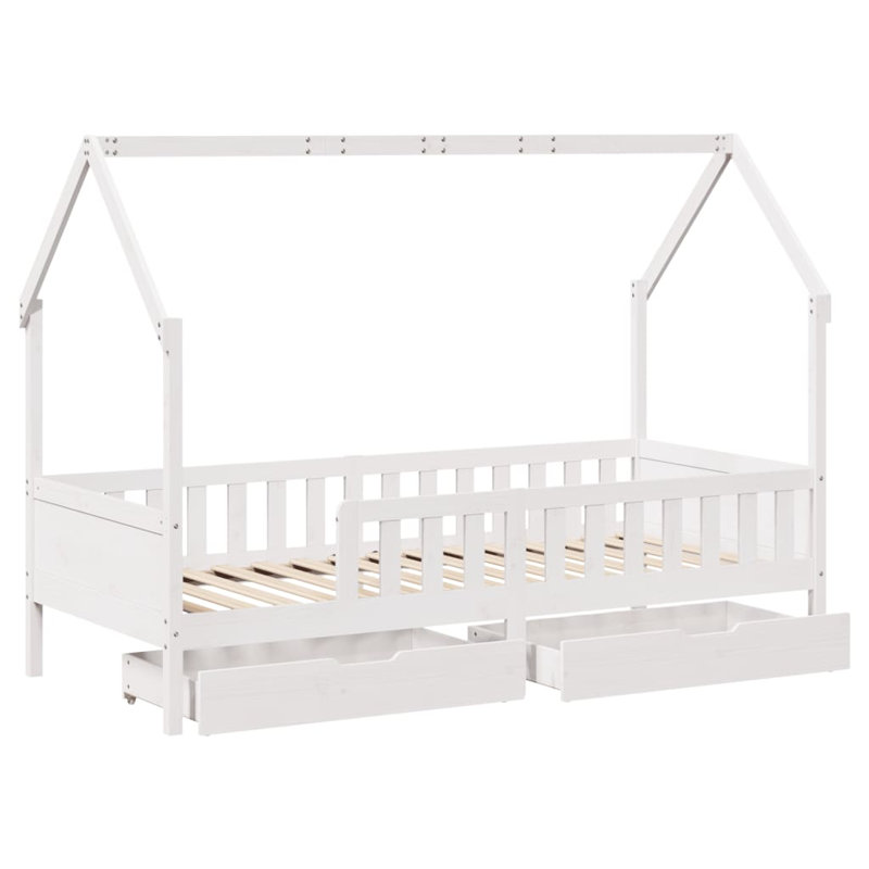 Ariane Standard House Beds with Trundle Included, White, 80 x 200 cm