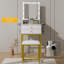 Dressing Table with 10 Bulbs, LED Light Mirror Makeup Vanity Desk with 2 Drawers and Stool-2111766015