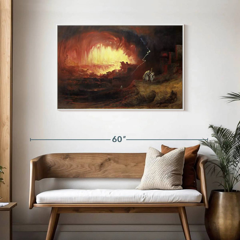 Destruction de Sodome et Gomorrhe, Cadre flottant blanc, 43 po x 29 po