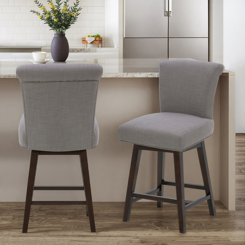 Tabouret pivotant Elora, Gris silex, Tabouret de comptoir (siège d'une hauteur de 26 p, 2