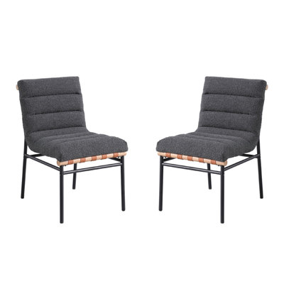 Ensemble de 2 chaises de salle à manger Kive, pieds en fer, Channel Tuft Boucle