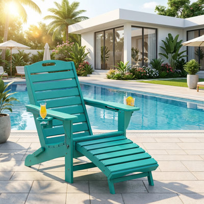HDPE Adirondack Foldable Chair with Retractable Ottoman