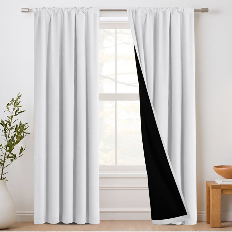 100% Blackout Curtains for Bedroom Short Curtains Half Window Curtains for Kitchen, Privacy Energy Saving Curtain Tiers for Bathroom Shades,Set of 2